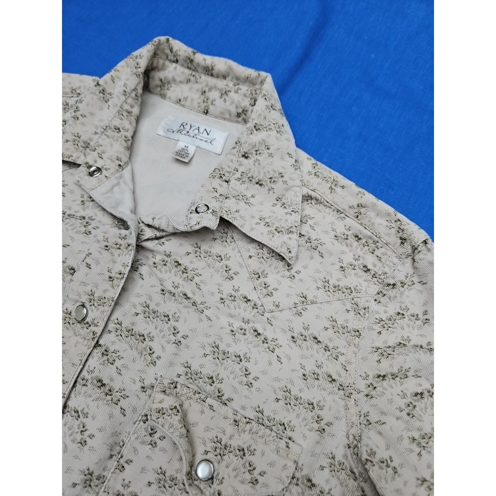 Ryan Michael Pearl Snap Western Shirt Chintz Rose‎ Corduroy Cottagecore Medium